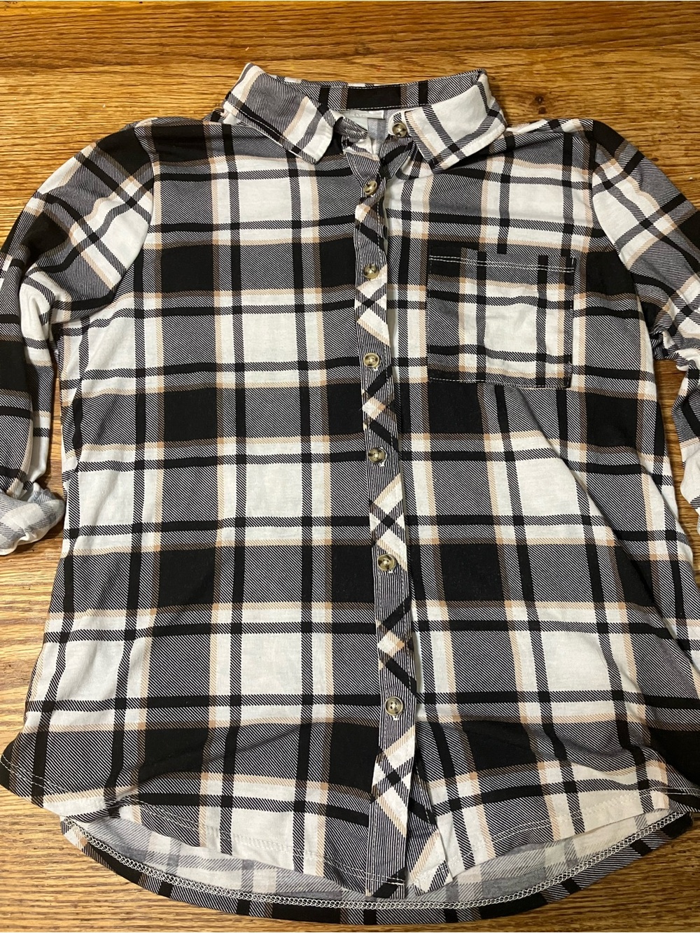 just be Black, White & Gray Plaid Button-Down Shirt